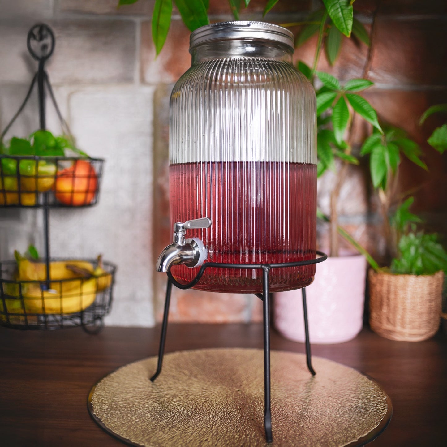 Getränkespender 5 Liter mit Zapfhahn aus Edelstahl Ständer Wasserspender Saftspender Dispenser