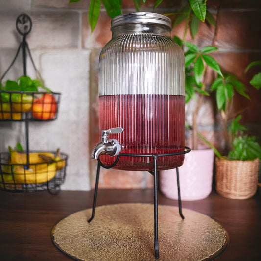 Getränkespender 5 Liter mit Zapfhahn aus Edelstahl Ständer Wasserspender Saftspender Dispenser