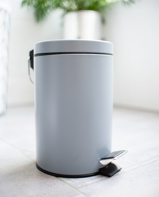 Kosmetikeimer 3L Badmülleimer Badeimer Mülleimer Treteimer Grau