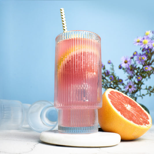 6 Stapelbare Cocktailgläser 330ml Geriffelte Saftgläser Wasserglas