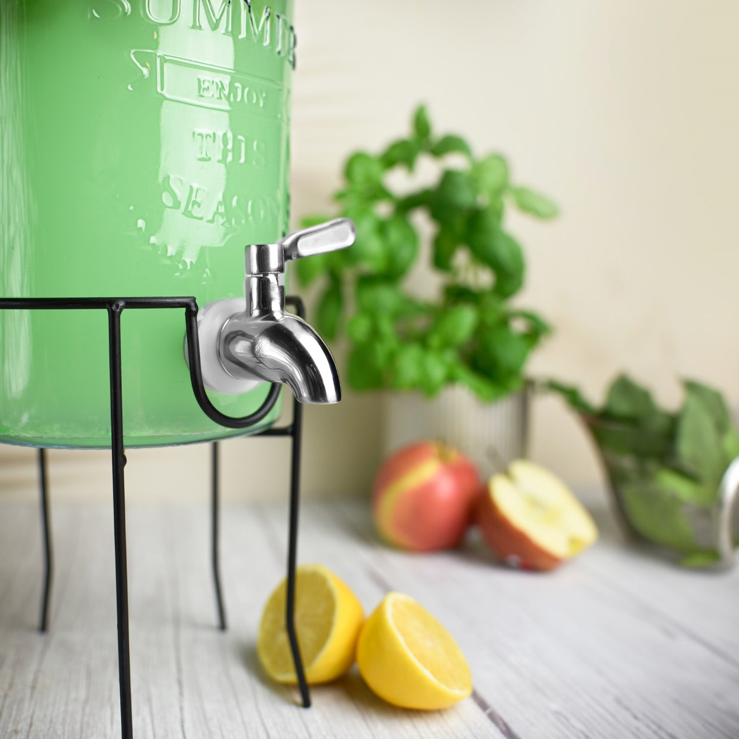 3L Getränkespender mit Zapfhahn aus Edelstahl Glasdeckel und Ständer Dispenser