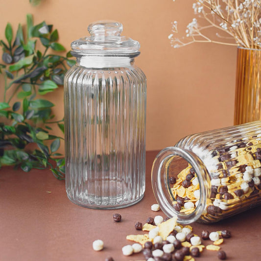 2x Vorratsgläser 1,5L mit Deckel Bonbonglas Vorratsgefäß Glasbehälter Aufbewahrungsglas Keksdose Vorratsglas