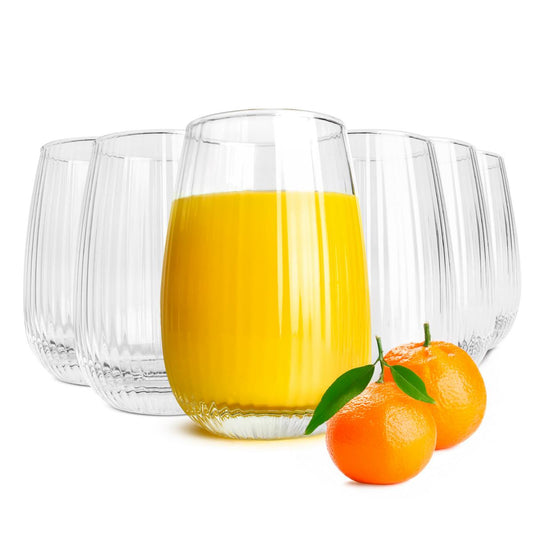 6 Trinkgläser 350ml (max. 400ml) mit geriffelter Oberfläche Cocktailgläser Saftgläser