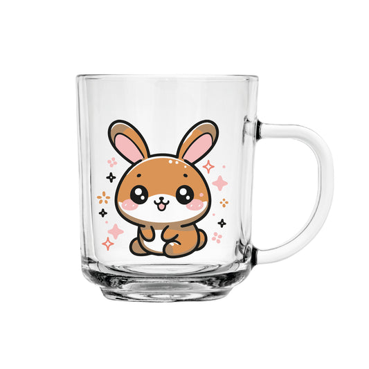 6er Set Trinkgläser mit Tiermotiv – Hund, Katze, Kaninchen – 230ml Gläser mit Henkel – Buntes Pressglas – Spülmaschinengeeignet – Kindergläser für Kinder & Erwachsene