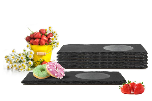 6 Untertassen aus Schiefer Unterteller Untersetzer Kaffeeuntertassen