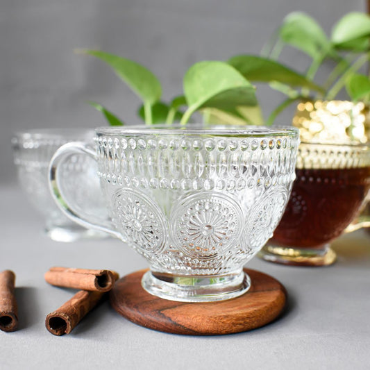 6 Cappuccino Gläser mit Relief Kaffeegläser Teegläser Trinkgläser 430ml