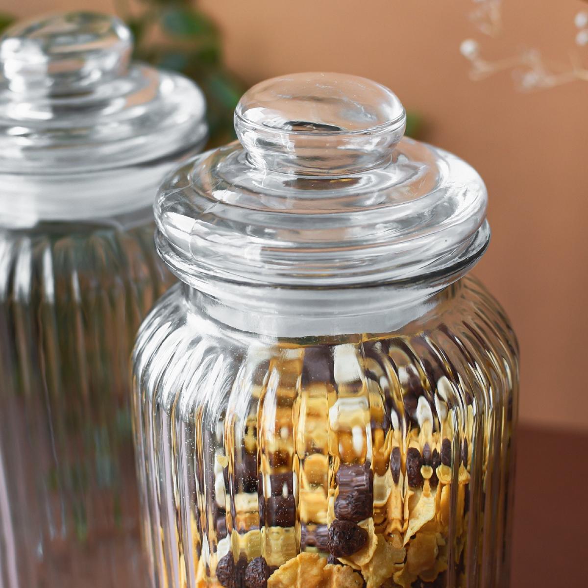 2x Vorratsgläser 1,5L mit Deckel Bonbonglas Vorratsgefäß Glasbehälter Aufbewahrungsglas Keksdose Vorratsglas