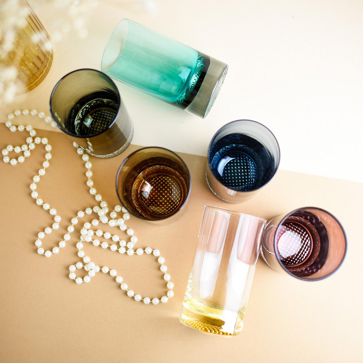 6 Bunte Longdrinkgläser 300ml Wassergläser Saftgläser Cocktailgläser Trinkgläser