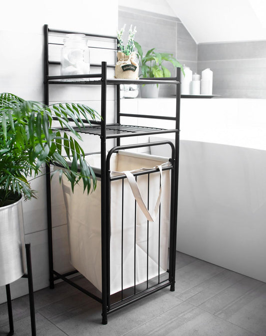 Badregal mit Wäschekorb aus Metall Wäscheregal Wäschesammler Wäschebehälter