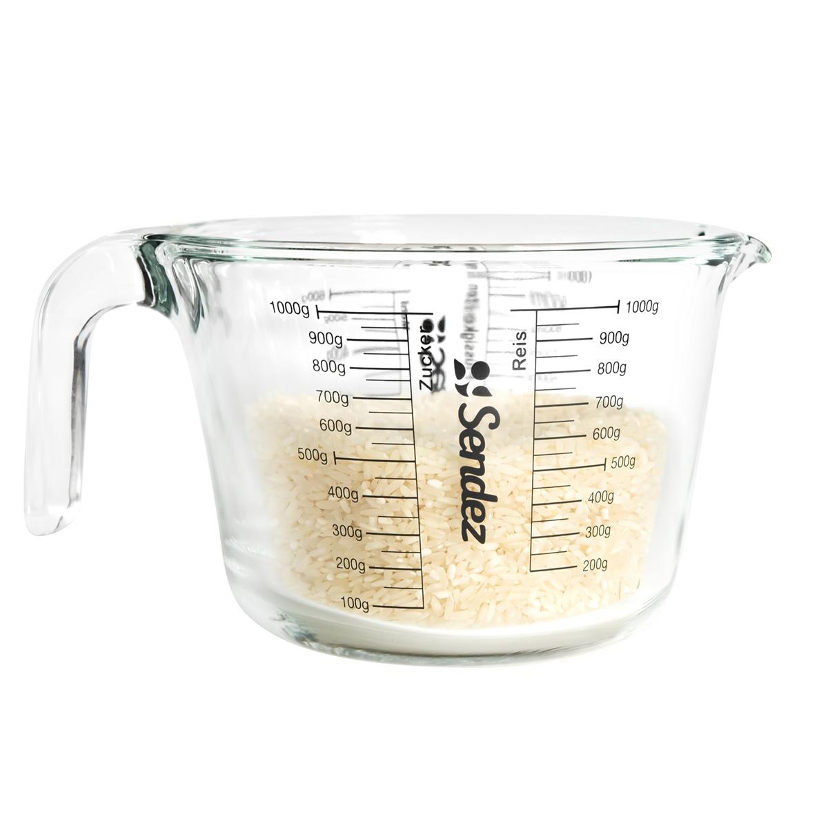 Messbecher 1L mit Henkel aus Borosikatglass Messkanne Dosierhilfe Literbecher Küchenhelfer Messbehälter