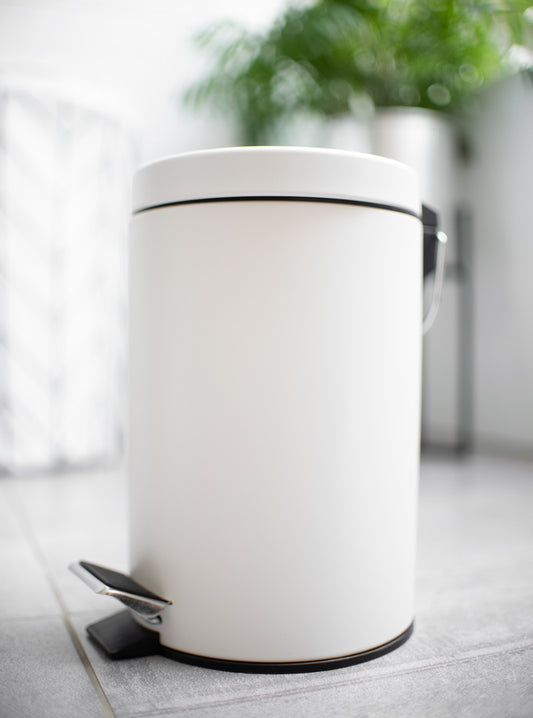 Kosmetikeimer 3L Badeimer Badmülleimer Mülleimer Treteimer Weiß