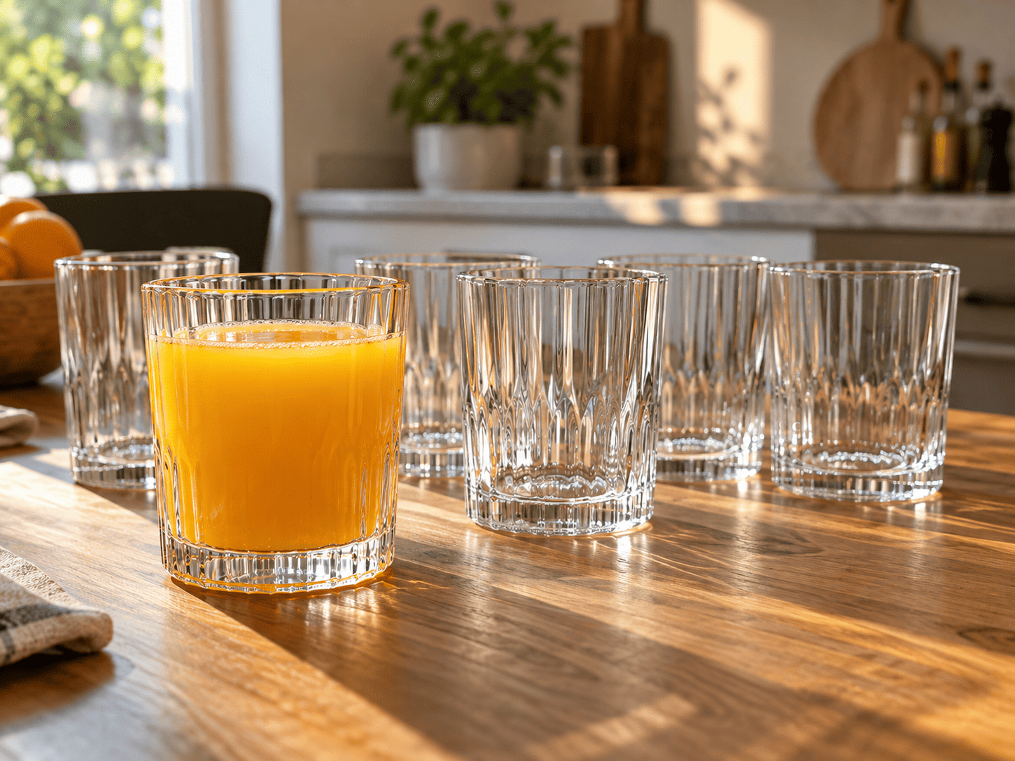 6er Set Trinkgläser 280ml Wassergläser Geriffelt Saftgläser Cocktailgläser
