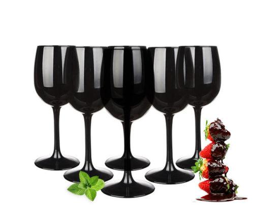 Weingläser Set 300ml im 6er-Pack Schwarze Rotweingläser Weißweingläser Weinkelch