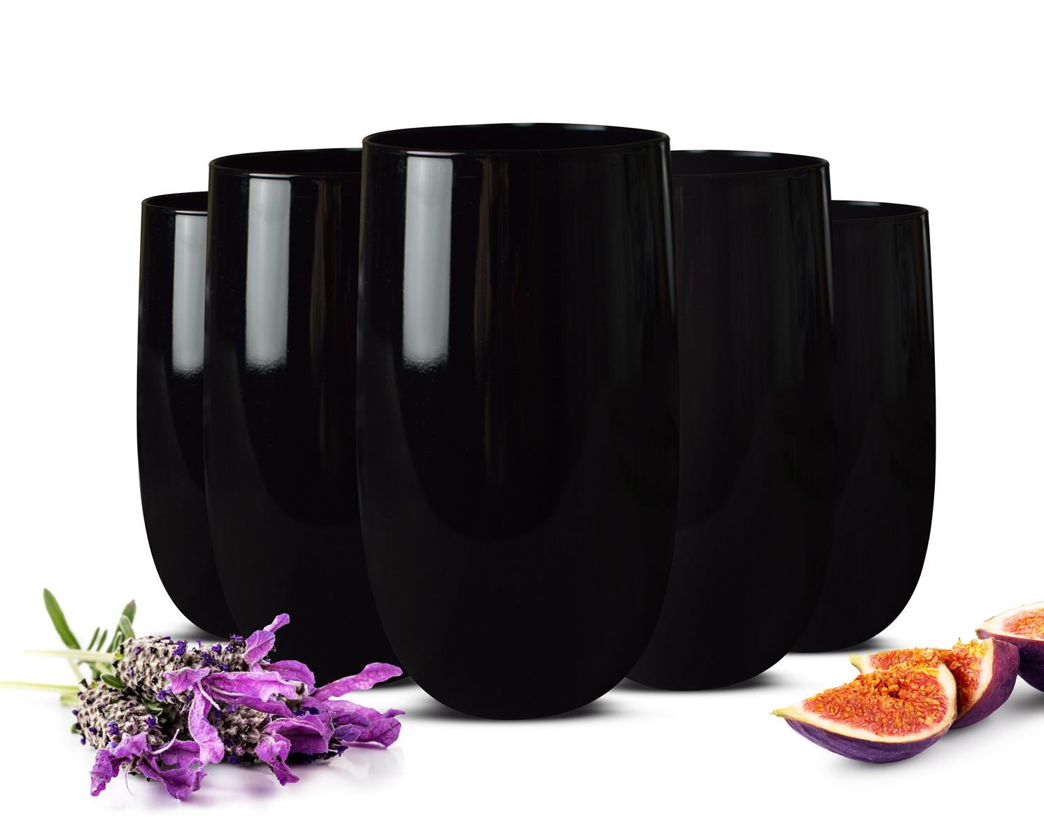 6 Schwarze Trinkgläser 420ml Wassergläser Saftgläser Cocktailgläser Lo