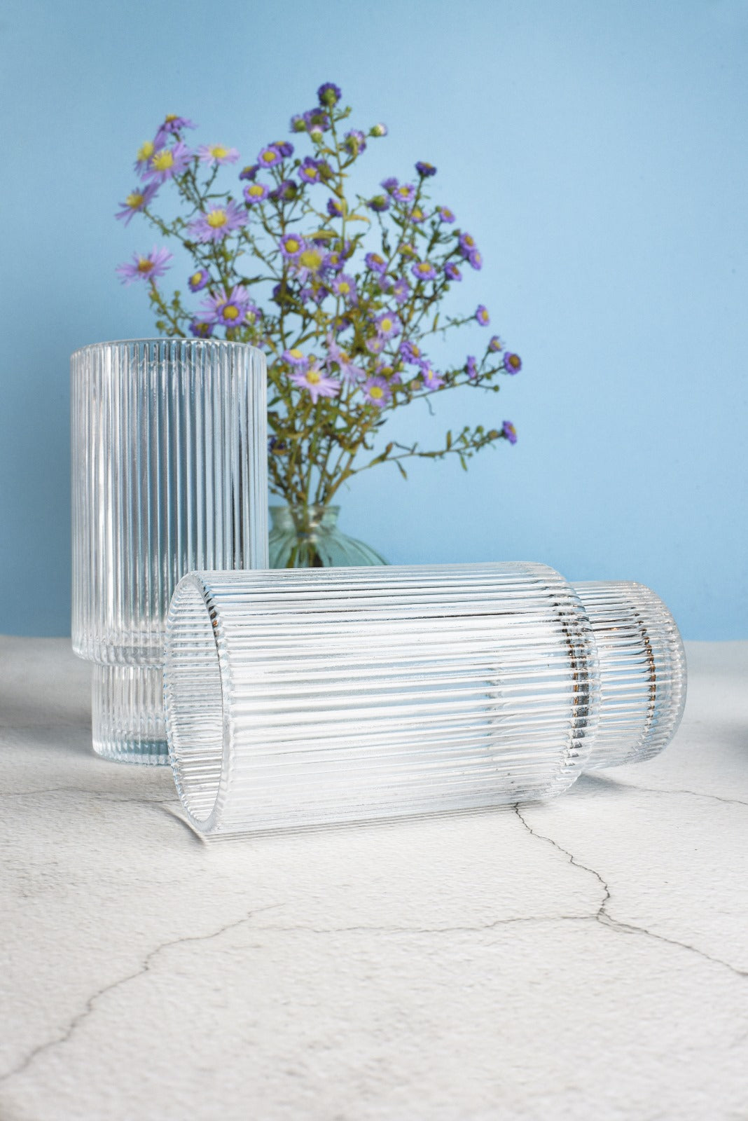 6 Stapelbare Cocktailgläser 330ml Geriffelte Saftgläser Wasserglas