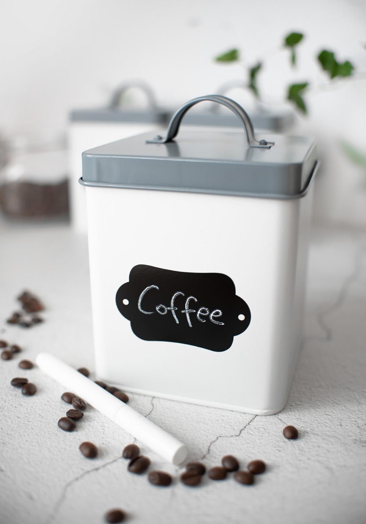 3 Vorratsdosen aus Metall mit Tafelfeld Aufbewahrungsdose Vorratsbehälter Weiß