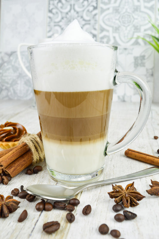 6 verres à latte macchiato 300ml avec anses et 6 cuillères, verres à thé/café