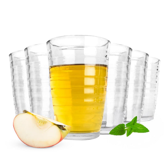 6 Trinkgläser 320 ml mit Struktur Saftgläser Cocktailgläser Longdrinkgläser