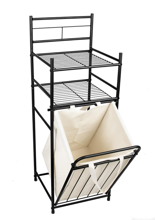 Badregal mit Wäschekorb aus Metall Wäscheregal Wäschesammler Wäschebehälter