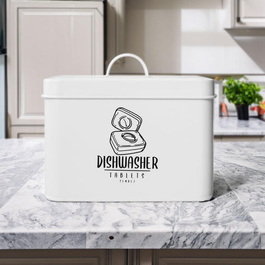 Aufbewahrungsdose für Geschirrspültabs Metalldose Waschpulverdose Geschirrspültabs-Dose Aufbewahrungsbox