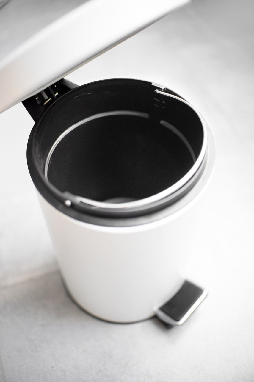 Kosmetikeimer 3L Badeimer Badmülleimer Mülleimer Treteimer Weiß