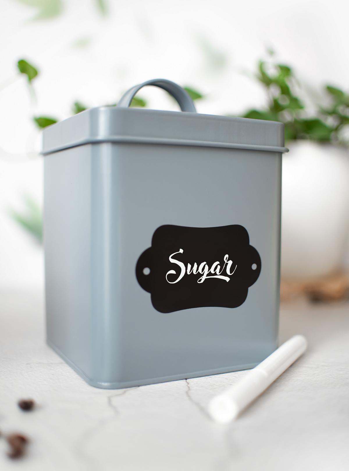 3 Vorratsdosen aus Metall mit Tafelfeld Vorratsbehälter Keksdose Aufbewahrungsdose Grau