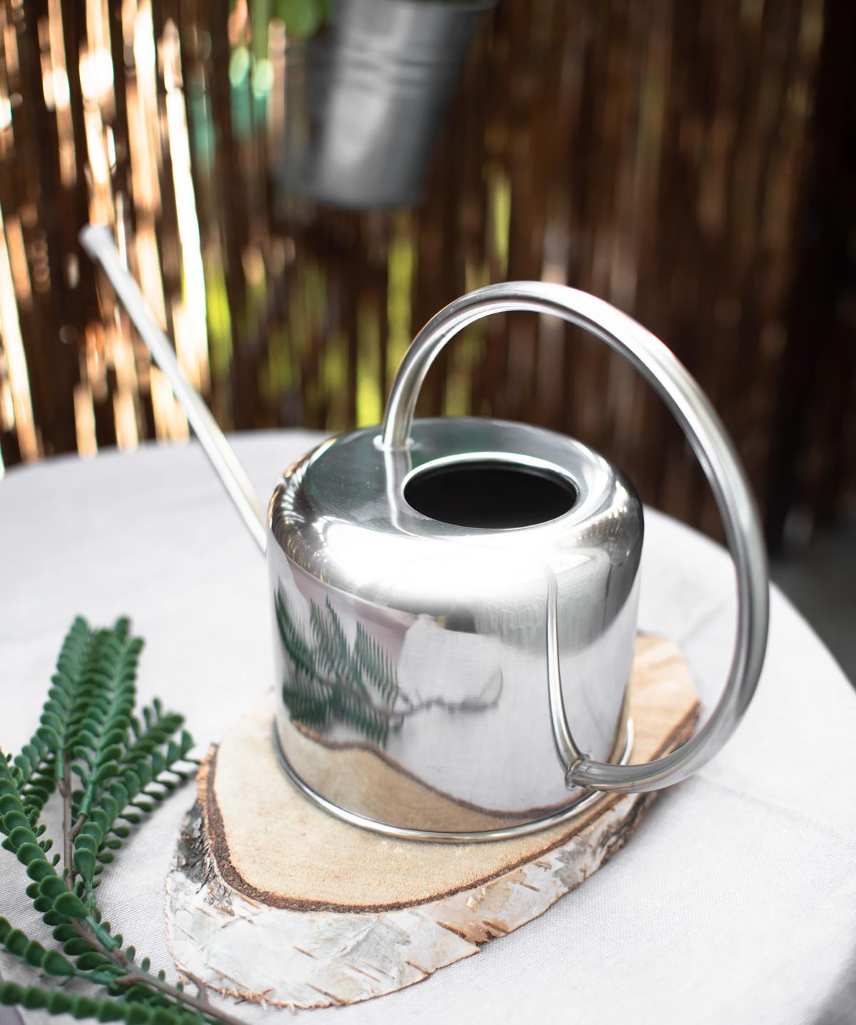 Gießkanne aus Edelstahl 1 L Poliert Gießer Blumengießkanne Bewässerung Pflanzen Blumen