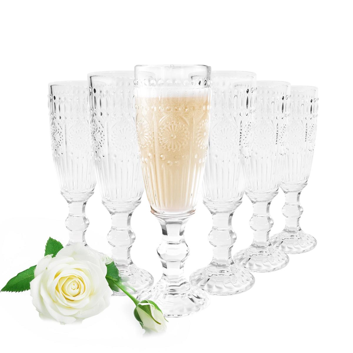 6 Sektgläser 160ml auf Fuß Sonne Sektkelche Champagner Prosecco Sektglas Proseccoglas