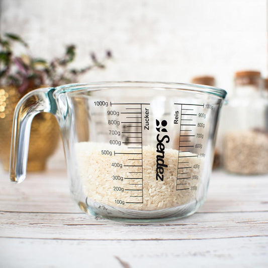 Messbecher 1L mit Henkel aus Borosikatglass Messkanne Dosierhilfe Literbecher Küchenhelfer Messbehälter