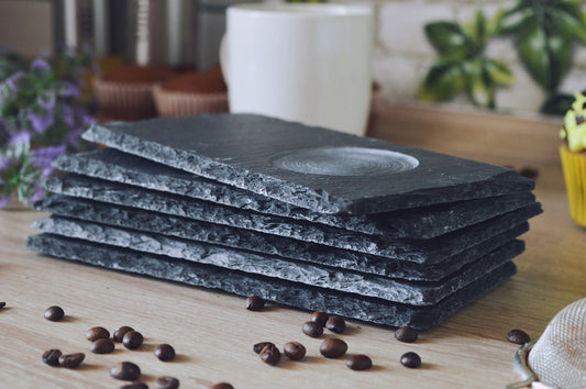 6 Untertassen aus Schiefer Unterteller Untersetzer Kaffeeuntertassen