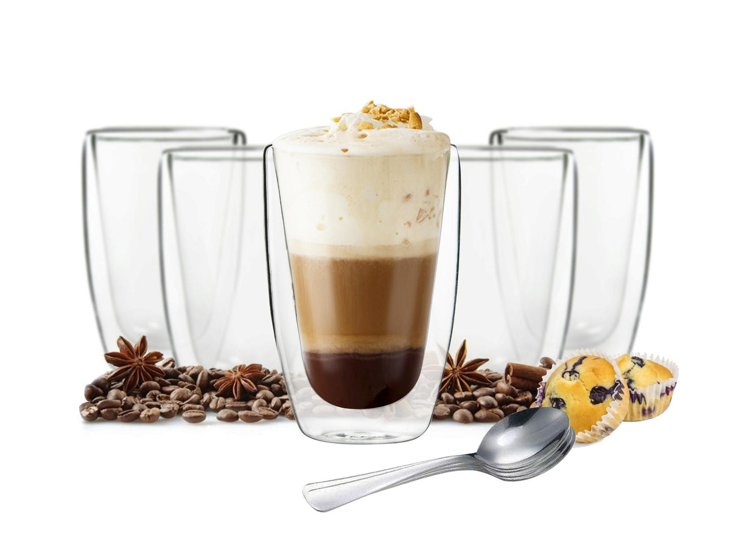 6 doppelwandige Cappuccino Gläser 200ml Kaffegläser Teeglas Doppelwandige Gläser