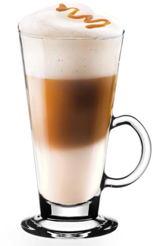 6 Latte Macchiato Gläser 280ml mit Henkel und 6 Löffel, Tee-/ Kaffeegläser