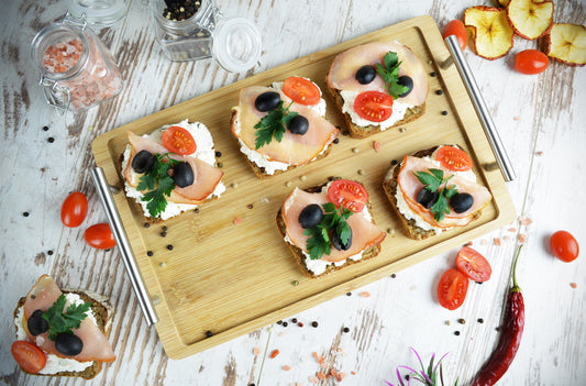 Serviertablett mit Edelstahlgriffen Tablett Frühstückstablett  Servierplatte