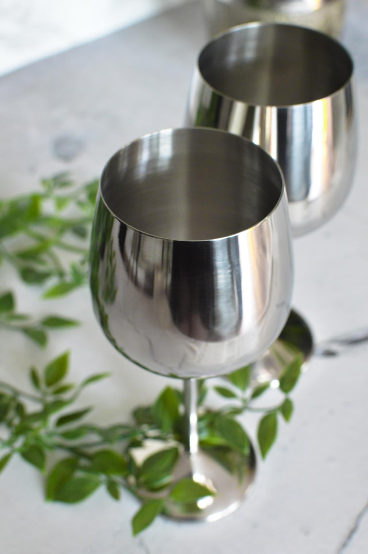 2 Weingläser 510ml Silber Edelstahl Weinkelch/Becher Rotweinglas unzerbrechlich