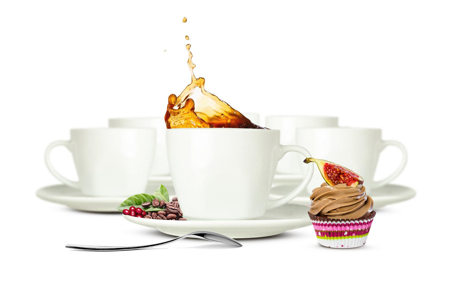 6 Cappuccino Tassen 210ml mit Unterteller aus Porzellan Kaffeetassen Teetassen