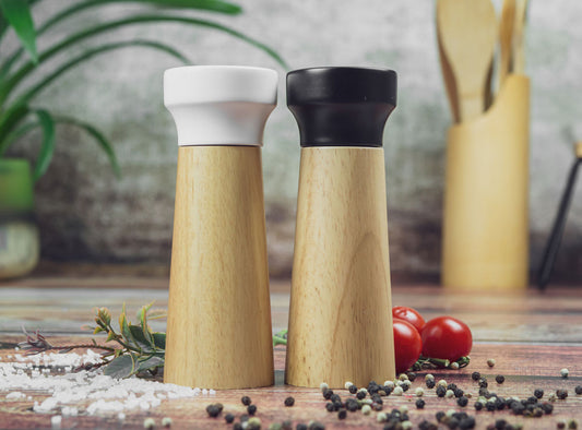 Set of 2 Pepper Mill Salt Mill White/Black Mill Wood/Ceramic Spice Mill