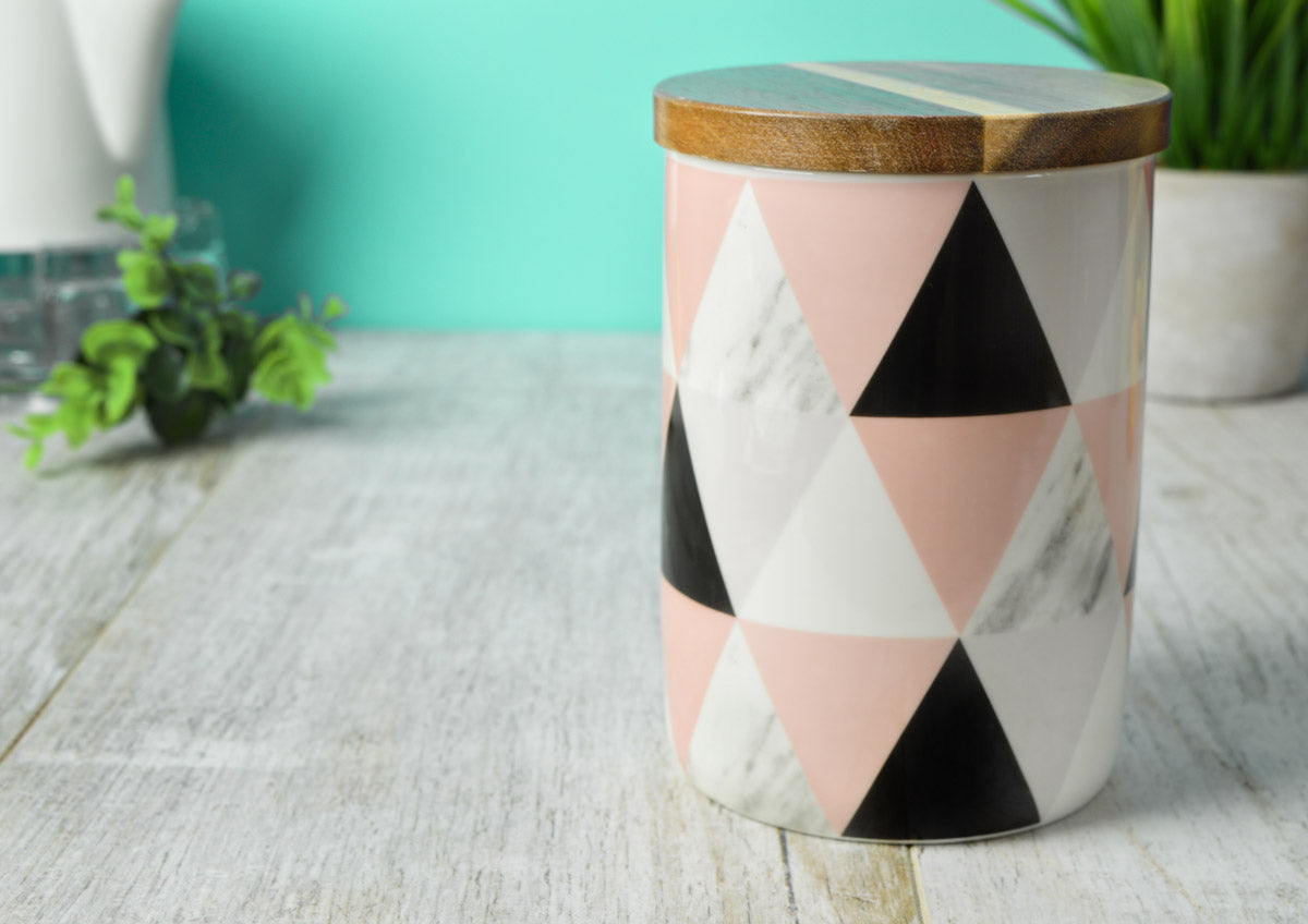 Pot de stockage 800ml avec couvercle en bois, récipient de stockage en porcelaine avec joint en caoutchouc, boîte #6