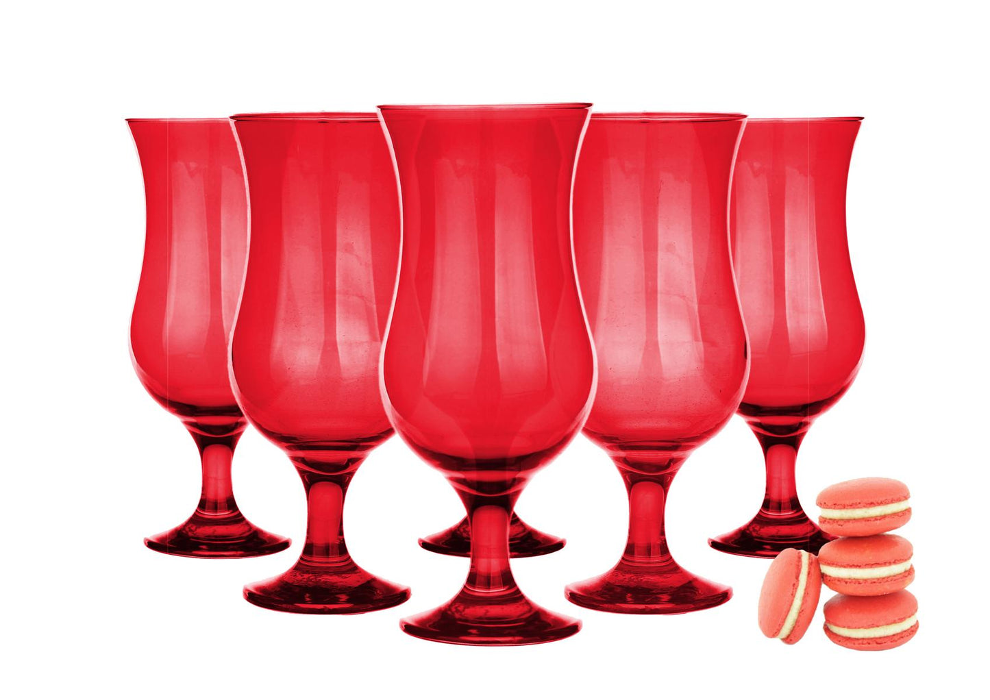 6 Rote Cocktailgläser 480ml Hurricane Trinkgläser Longdrinkgläser Saftgläser