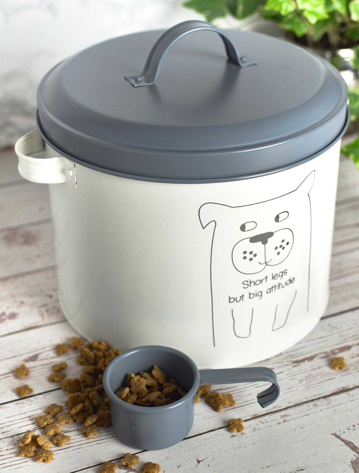 Trockenfutterdose mit Deckel und Löffel 6 Liter Mettaldose Tierfutter Vorratsdose Hundefutterbox Hund