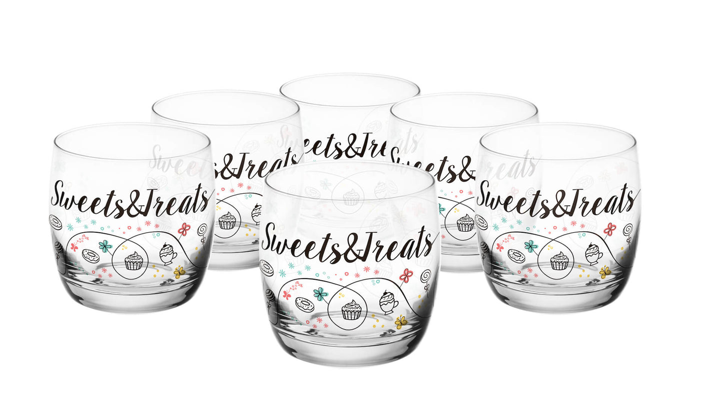 6 verres à boire 260 ml avec motif biscuits, verres à eau, verres à jus, verres à whisky
