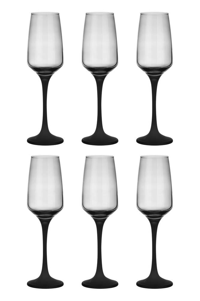 6 Sektgläser 210ml mit schwarzem Stiel Champagner Sektkelche Sektglas Proseccogläser Prosecco