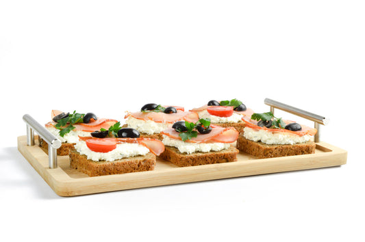 Serviertablett mit Edelstahlgriffen Tablett Frühstückstablett  Servierplatte