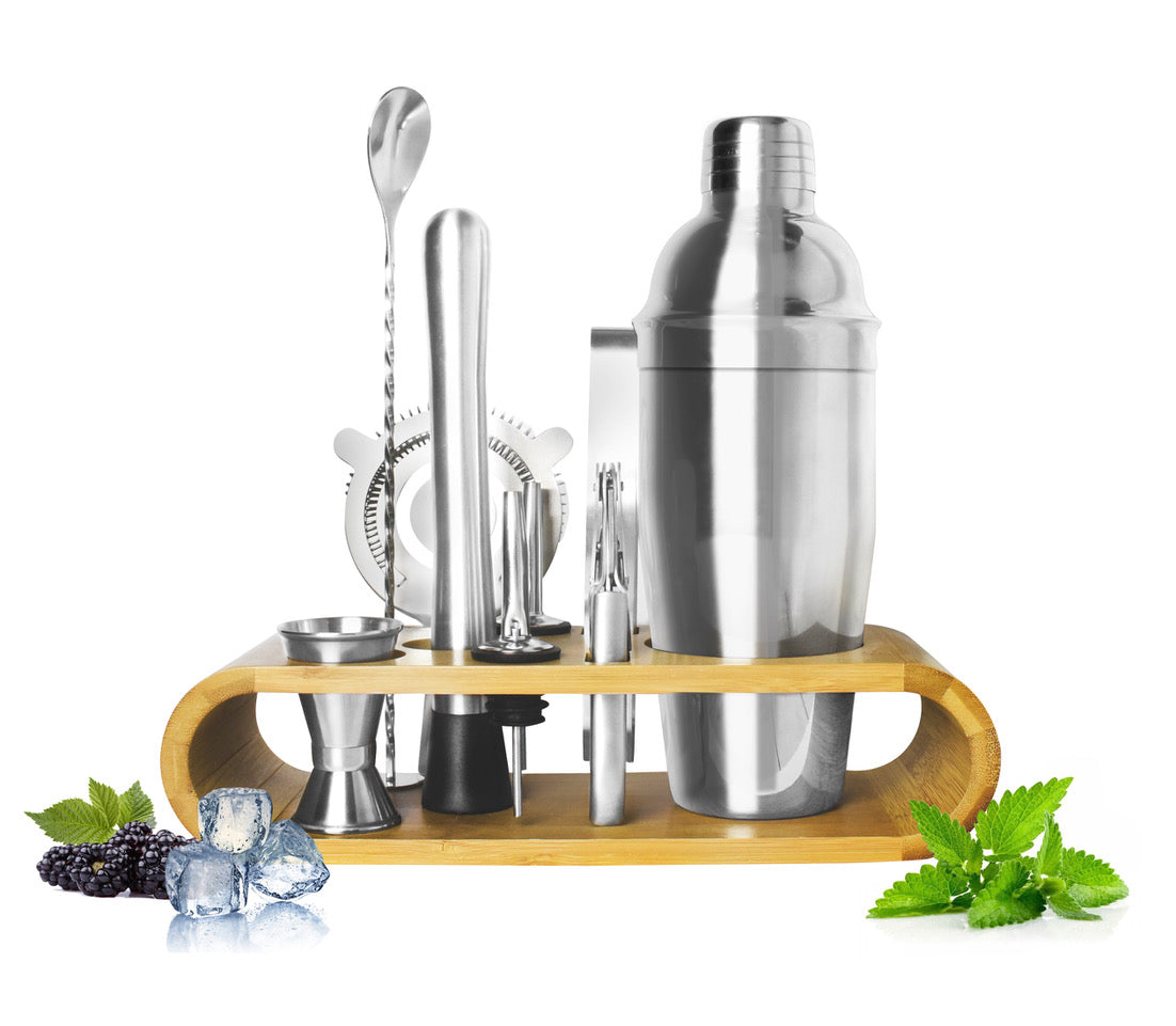 11 tlg Cocktail Shaker Bar Set 700ml Cocktailset aus Edelstahl Barkeeper Cocktail Mixer