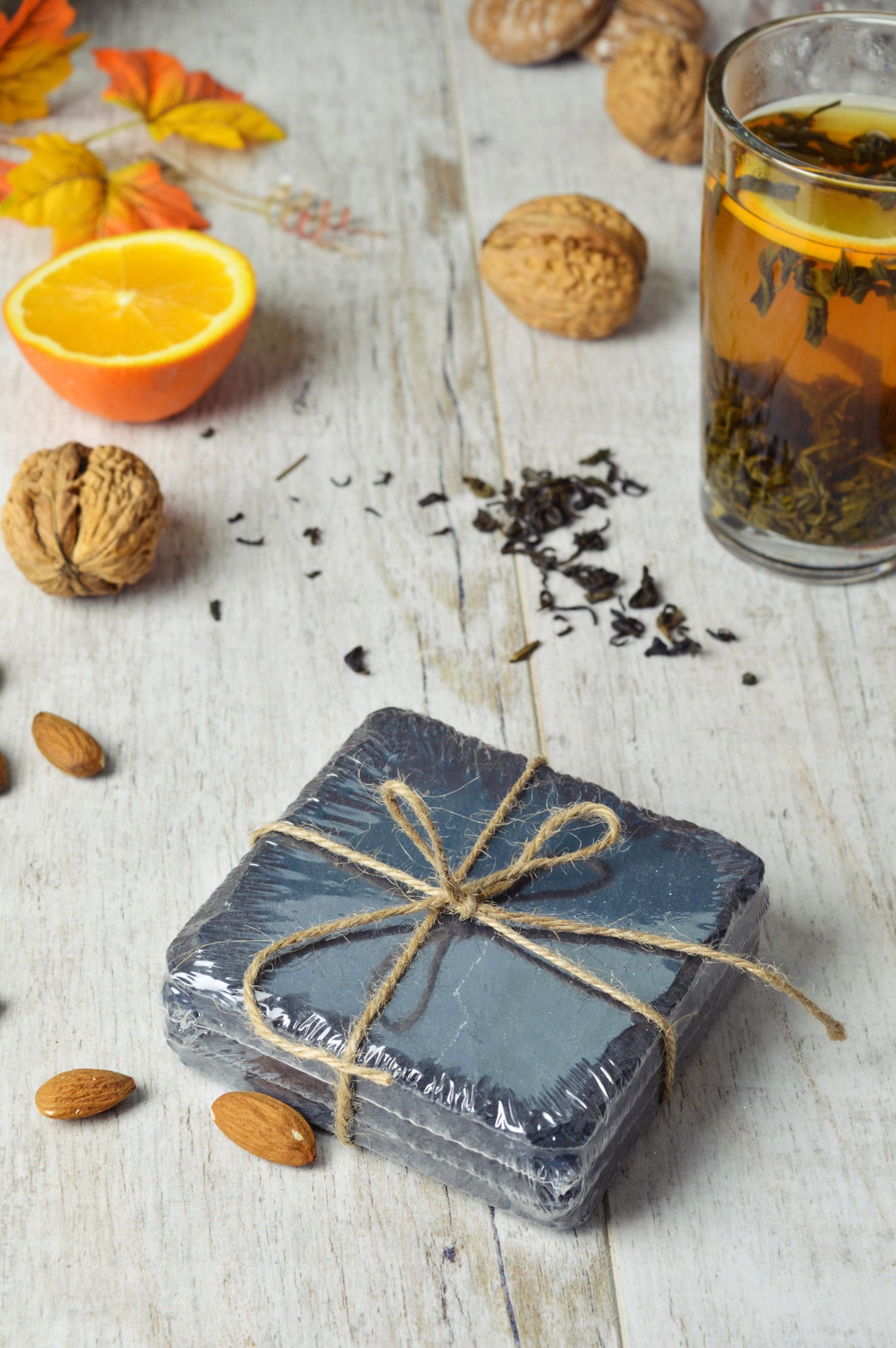 4 sous-verres en ardoise, sous-verres en ardoise, sous-verres en verre, sous-verres de table