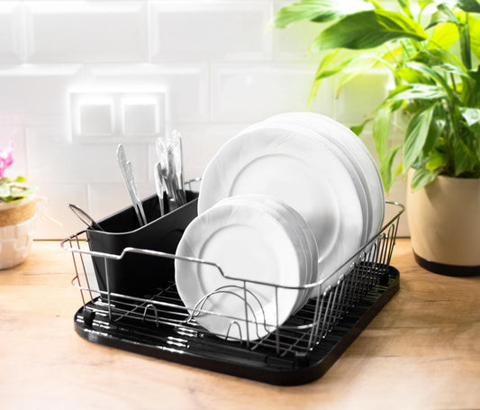 Dish drainer with drip tray, dish rack, dish drainer