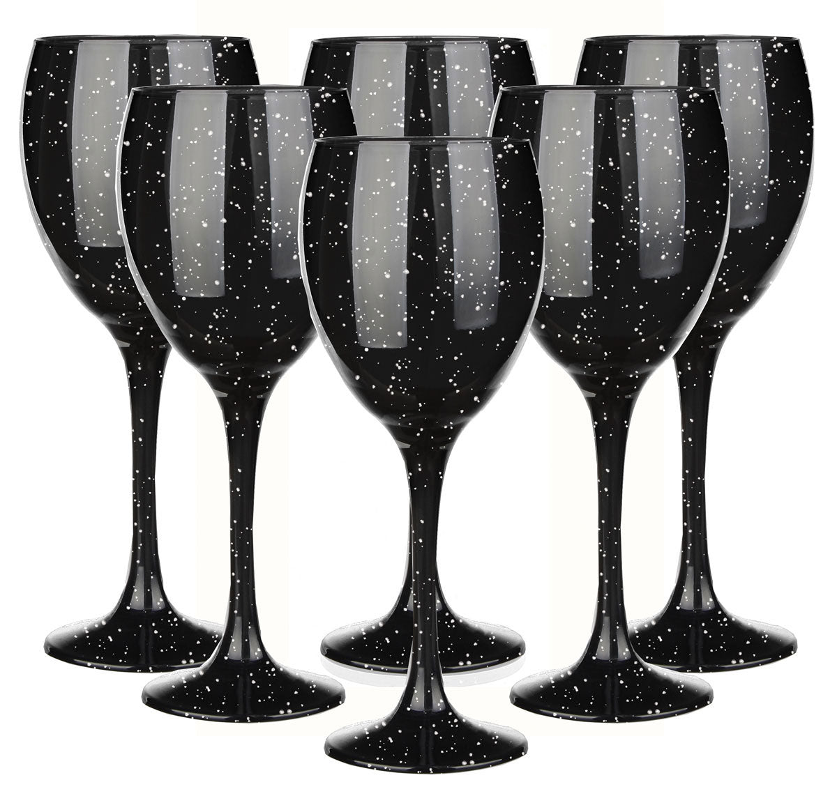 6 Weingläser 300ml Schwarze Rotweingläser Weißweingläser Weinkelch Getupft