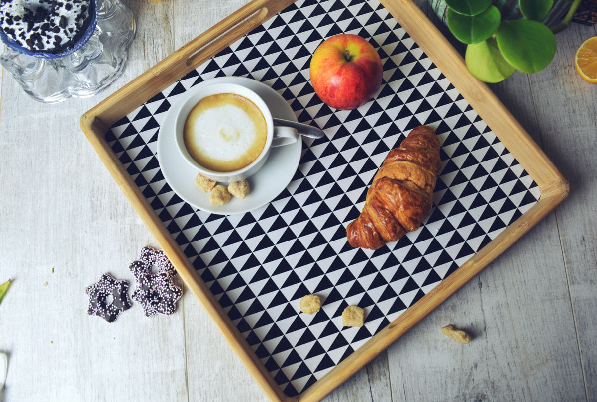 Serviertablett mit Motiv Holztablett Tablett Frühstückstablett Servierplatte