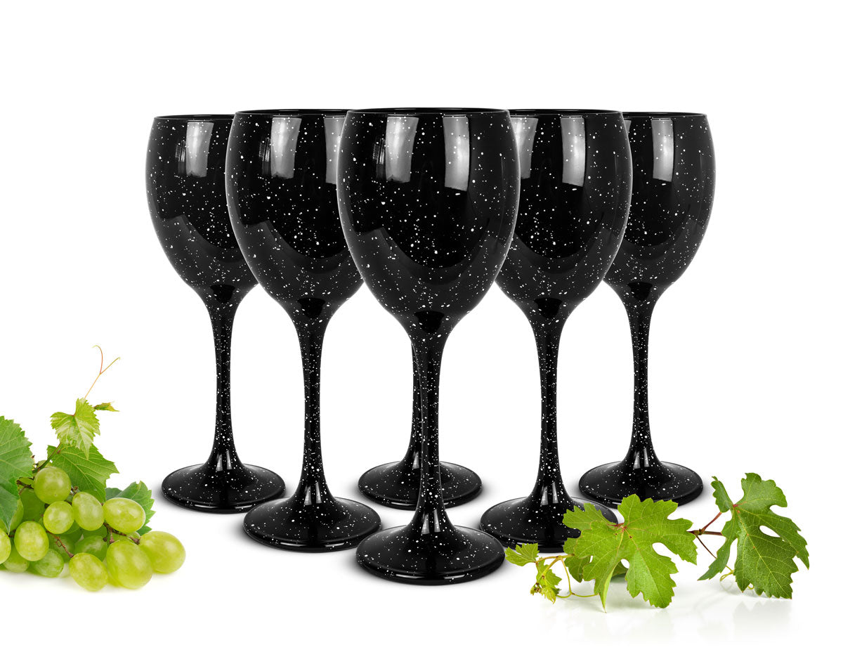 6 Weingläser 300ml Schwarze Rotweingläser Weißweingläser Weinkelch Getupft