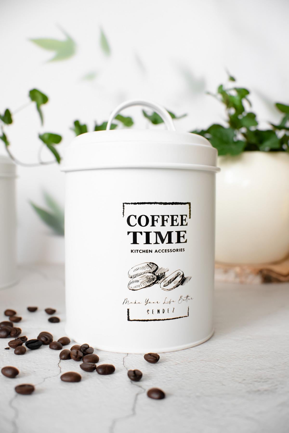 3 Vorratsdosen aus Metall Kaffeedose Zuckerdose Teedose Vorratsgefäß Vorratsbehälter Weiß