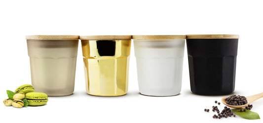 Set of 4 colorful storage jars with lids, storage containers, storage jars made of glass